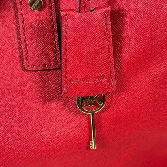 Michael Kors Hamilton Large Red Leather Satchel Tote Shopper Shoulder Bag Purse - Picture 16 of 16